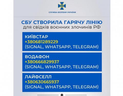 СБУ збирає факти про воєнні злочини РФ для Гааги: діють чат-бот, «гарячі» лінії, месенджери та пошта