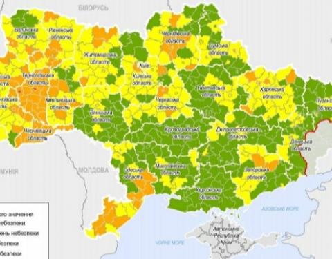 П’ять районів Львівської області зарахували до "помаранчевої" зони